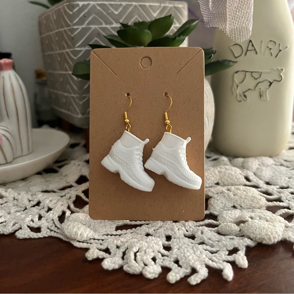 *3 for $20* White High Top Sneaker Barbie Shoe Earrings